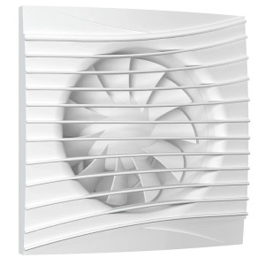 Weißer VLANO Badlüfter ONDA 100 TH mit Feuchte- und Lichtsensor für Badezimmer und WC.