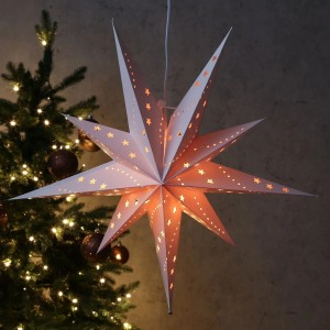 Marelida Papierstern Emma Weihnachtsstern Faltstern Leuchtstern D  58cm Inkl Kabel Weiß