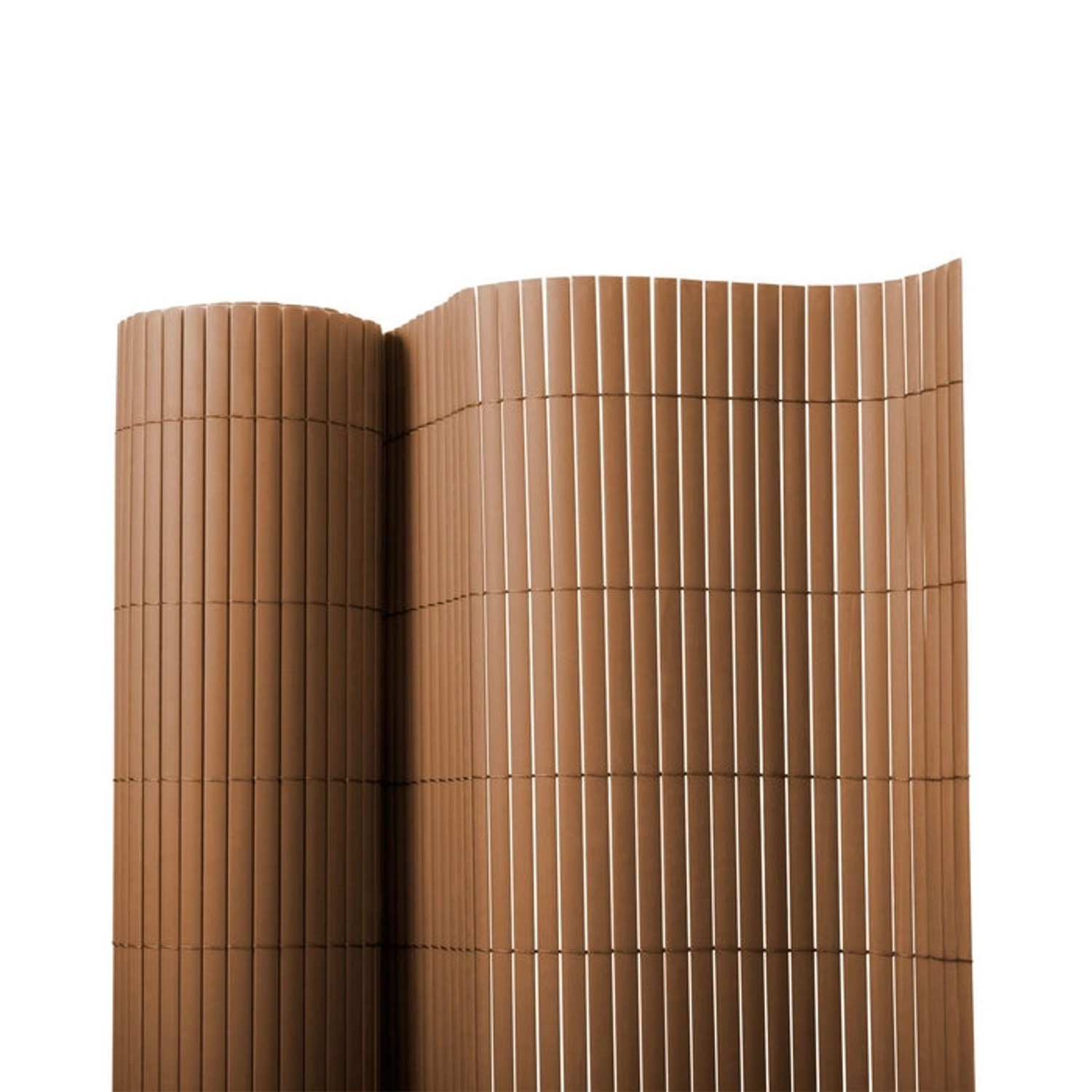 Brauner PVC Sichtschutzzaun (150x500 cm) für Garten & Balkon. Blickdicht und wetterfest.
