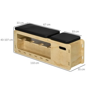 HOMCOM Hantelbank aus Holz mit schwarzer Polsterung und Hantelablage. Möbel für Fitness.