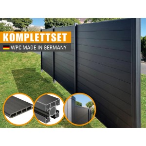 Kovalex Steckzaun Erweiterungsmodul in Anthrazit mattiert, inklusive Pfosten. Sichtschutz für Garten und Terrasse.