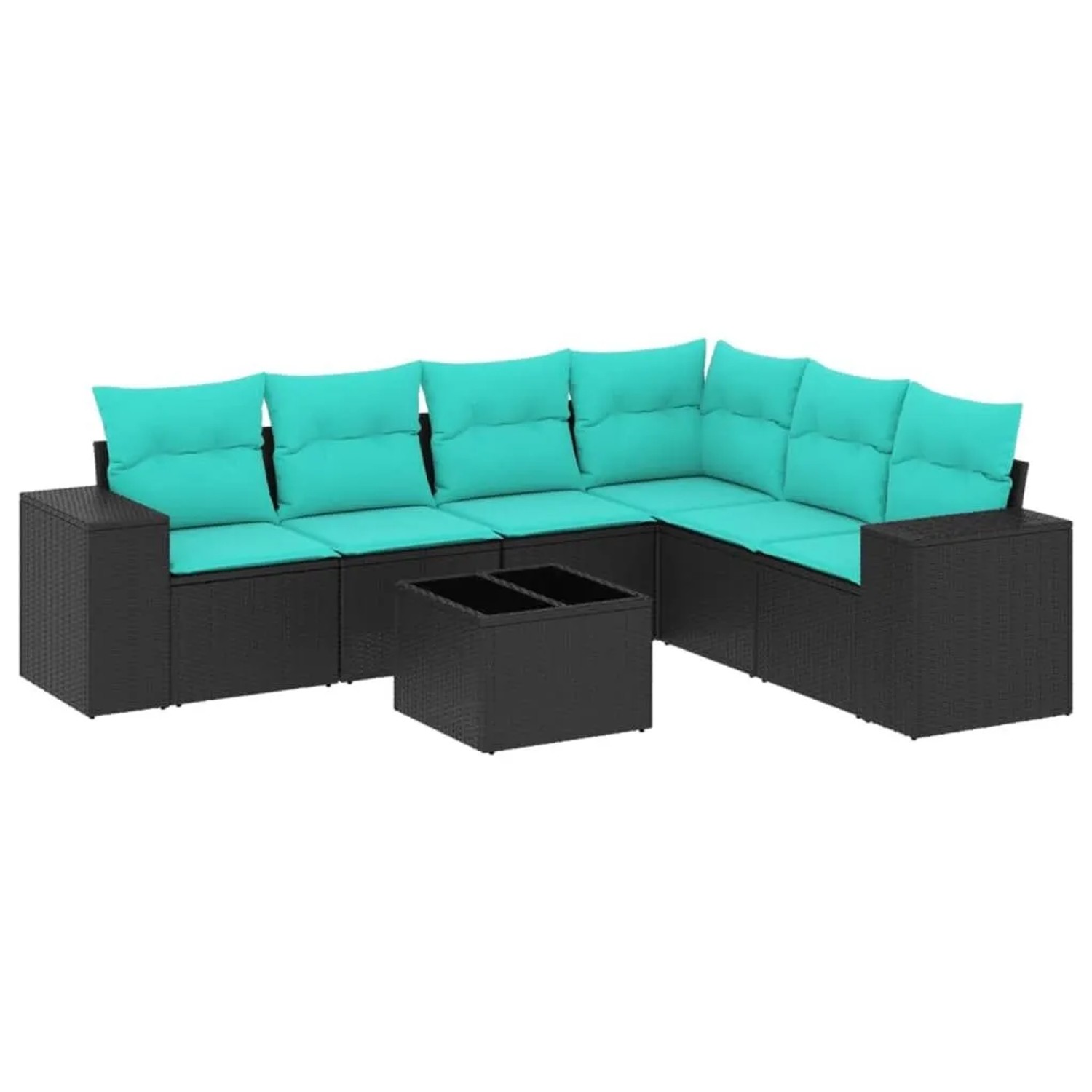 vidaXL 7-Tlg Gartensofa-Set mit Kissen Schwarz Polyrattan 3222616 günstig online kaufen
