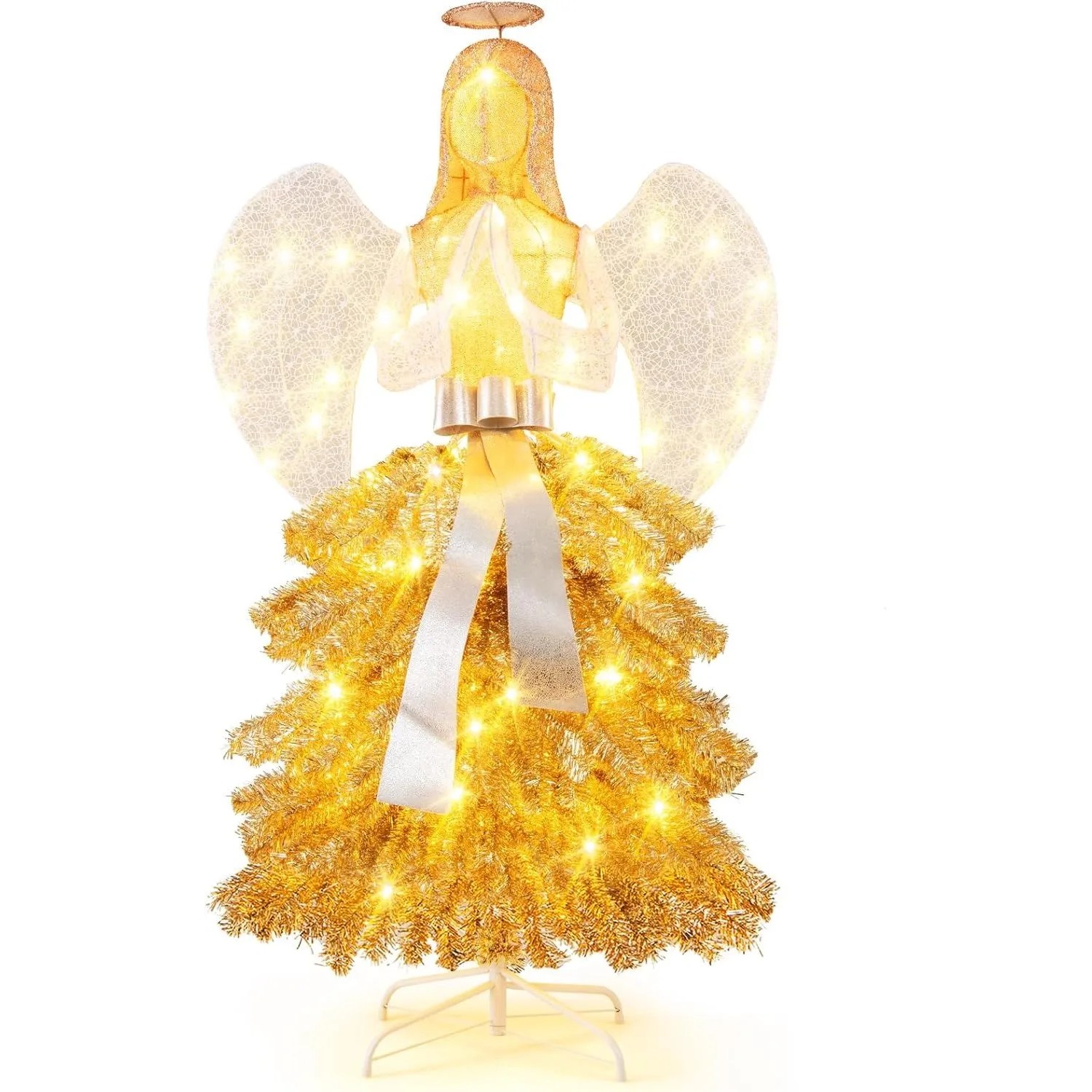 Costway Weihnachtsengel Beleuchtet Weihnachtsfigur 157 cm Hohe