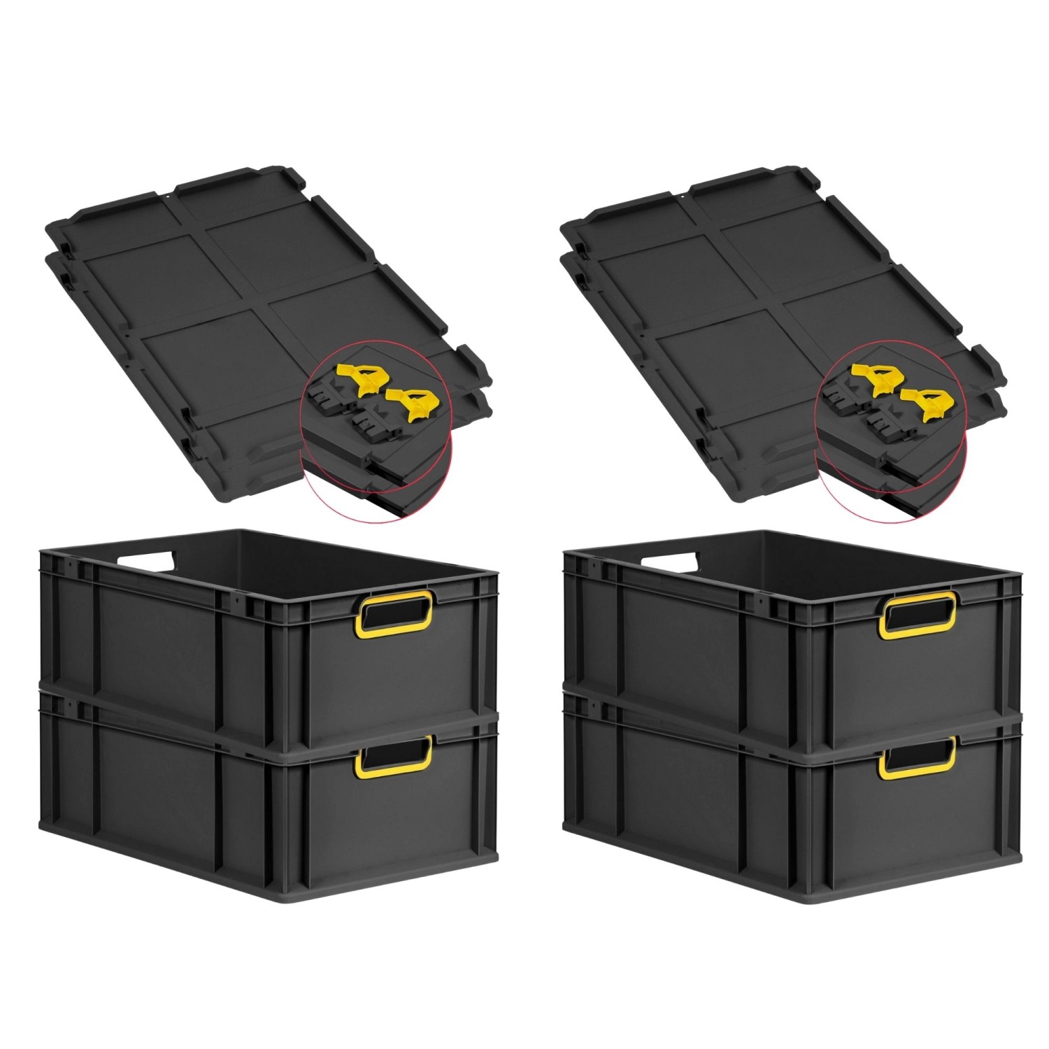 PROREGAL SuperSparSet 4x Eurobox Nextgen Color Mit Scharnierdeckel HxBxT 22 günstig online kaufen