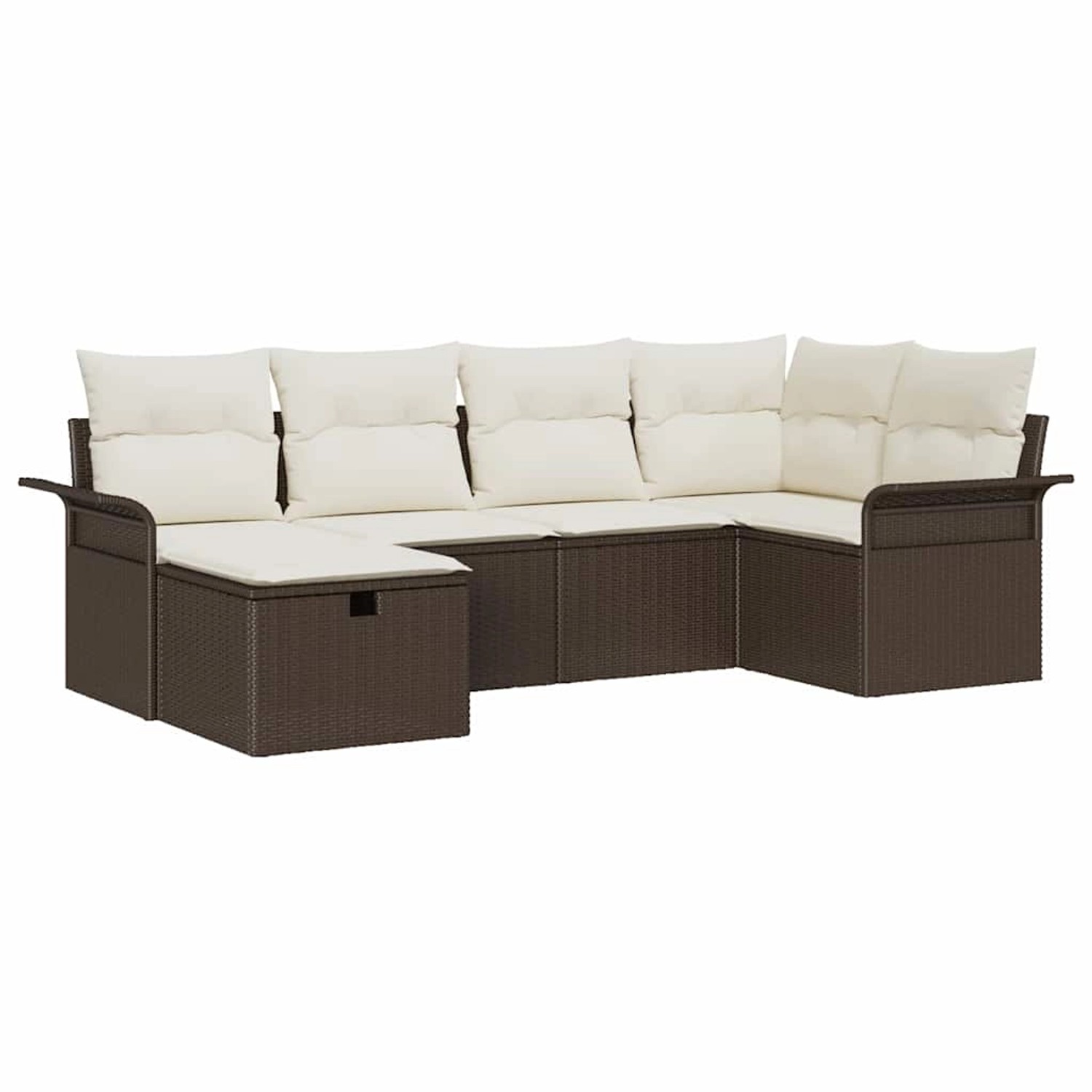vidaXL Garten-Sofa-Set mit Kissen mit Speicher 6-Tlg Braun Poly Rattan 3360 günstig online kaufen