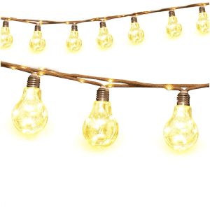 Salcar LED Solar-Lichterkette mit Hanfseil und warmweißen Glühbirnen für den Außenbereich.