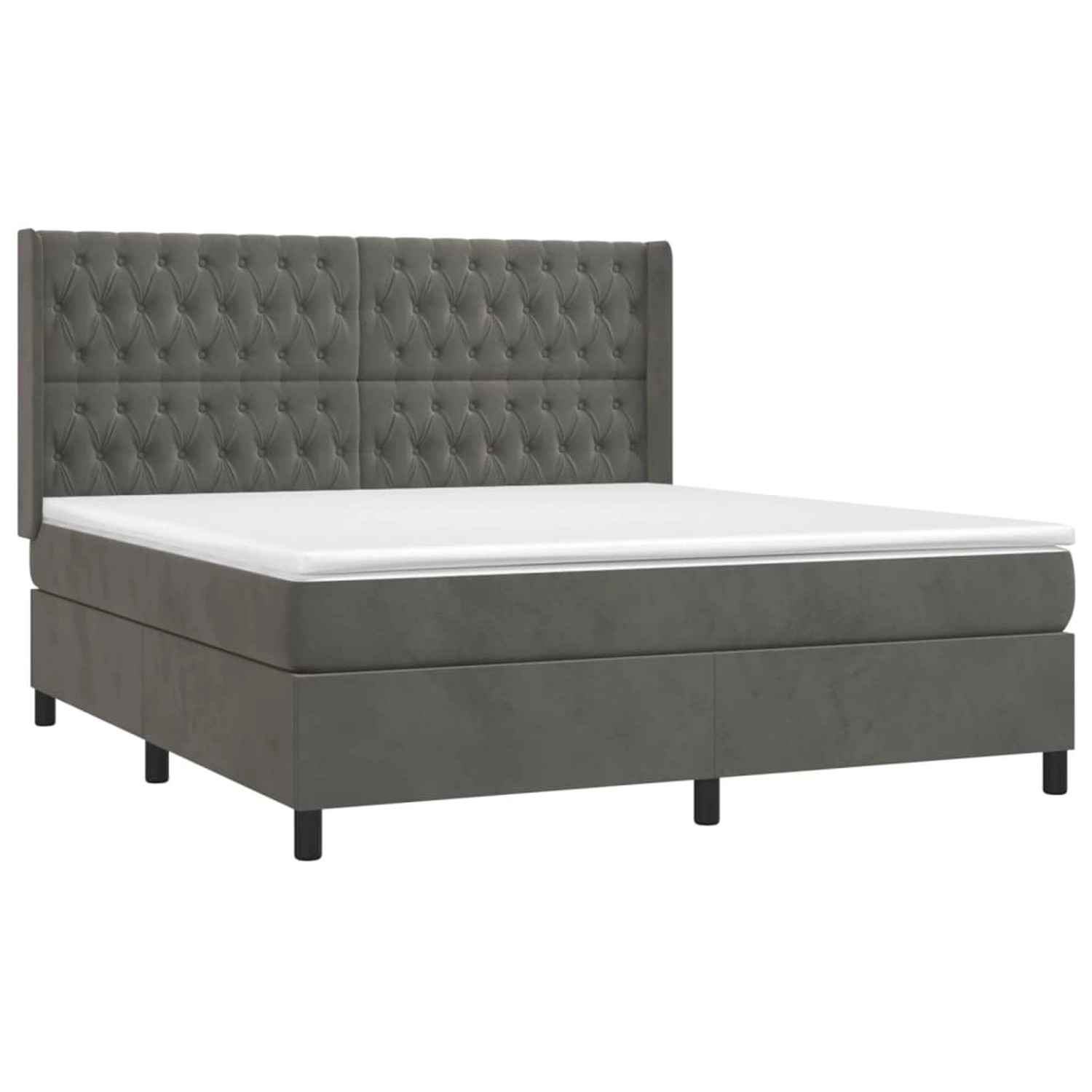 vidaXL Boxspringbett mit Matratze & LED Dunkelgrau 180x200 cm Samt 3139758 günstig online kaufen