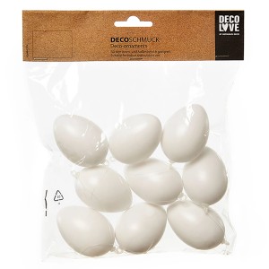 Brauns-Heitmann Behang-Eier, 9 weiße Deko-Eier (ca. 6 cm) im Set für Ostern.