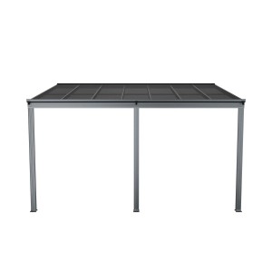 Dunkelgraues Juskys Terrassendach Borneo 4x3m mit Doppelstegplatten. Alu-Konstruktion für Sonnenschutz.