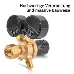 STAHLWERK Mini Druckminderer aus Messing mit zwei Manometern und Regler für Argon, CO2, Schutzgas. Schweißzubehör.