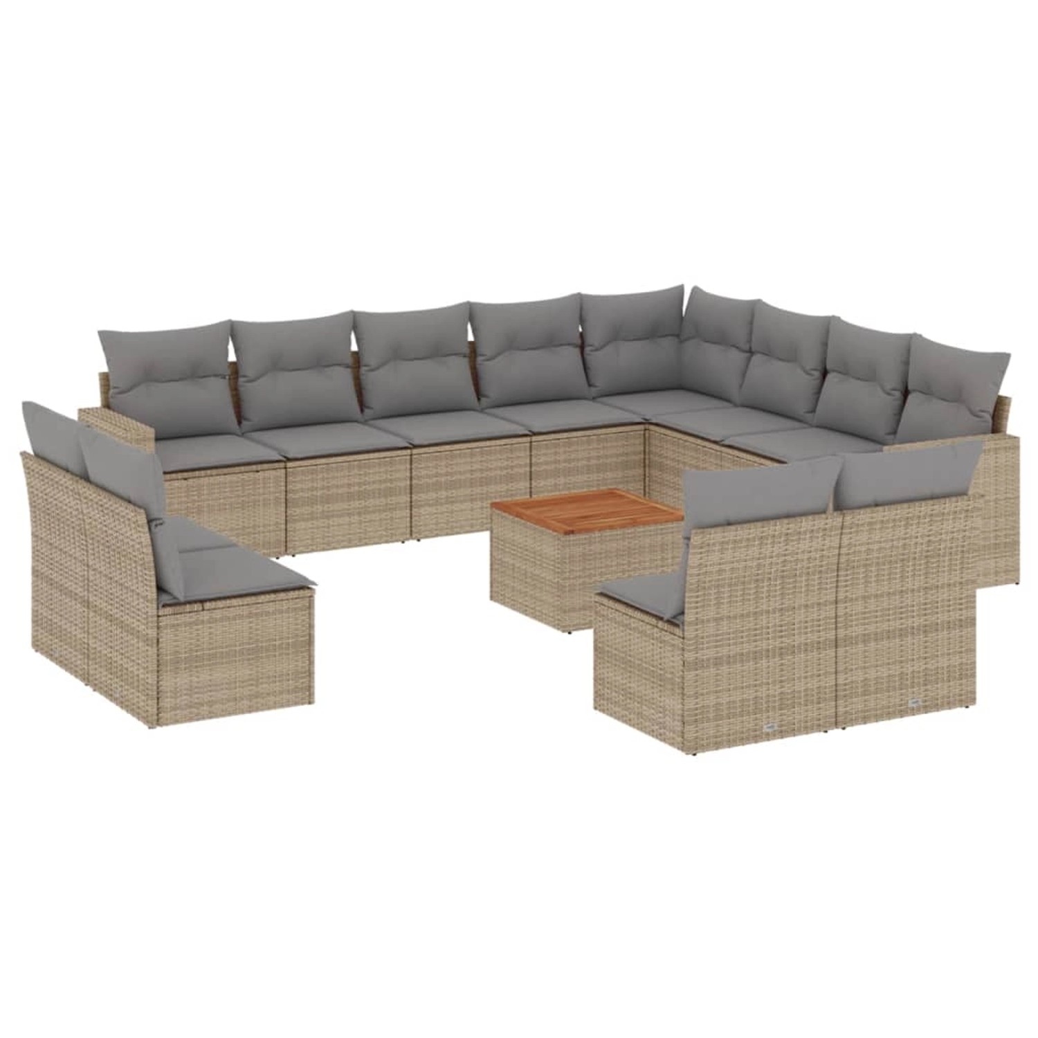 vidaXL 13-Tlg Garten-Sofagarnitur mit Kissen Beige Poly Rattan 3256703 günstig online kaufen