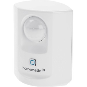 Weißer Homematic IP Bewegungsmelder für Smart Home Innenbereiche. Integrierter Dämmerungssensor für Lichtsteuerung und Sicherheit.