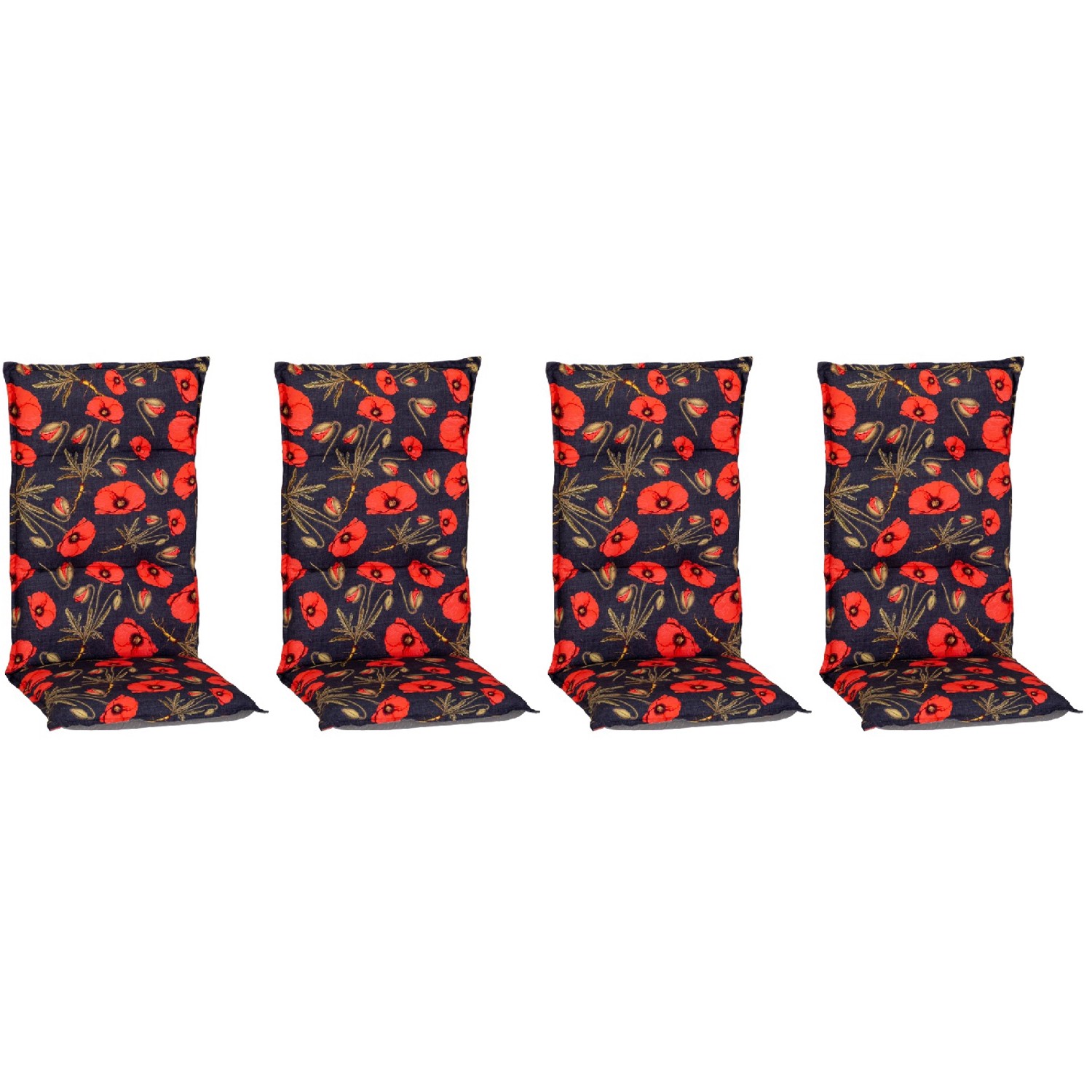 Beo Sitzauflage Hochlehner Trondheim 4er-Set mit roten Mohnblüten günstig online kaufen