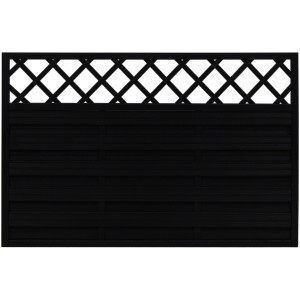 Anthrazitfarbenes Sichtschutzzaun-Element Country, 120x180 cm, mit Latten und Gitter.