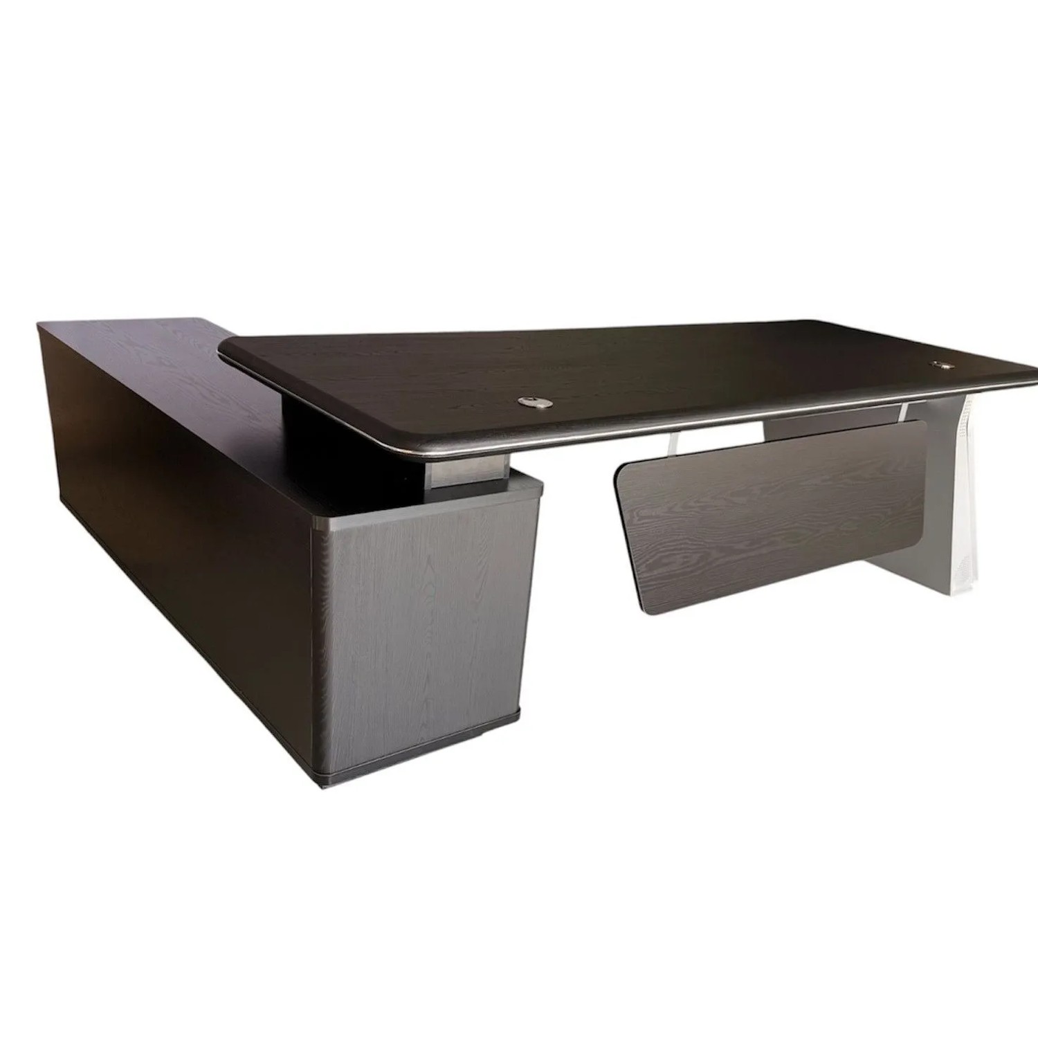 Jet-Line Luxus Chef Schreibtisch Porto Schwarz Rechtsseitig 220 x 180 x 78 cm
