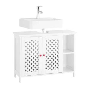 SoBuy Waschbeckenunterschrank Badschrank mit Offenem Regal Weiß 80x31,5x60,5cm BZR210-W