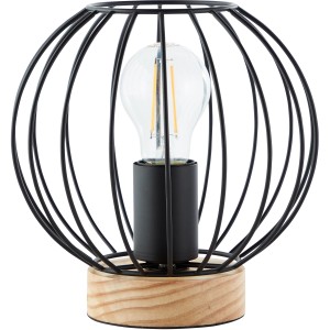 Schwarze Brilliant Tischlampe Sorana mit Holzfuß, modernes Design für Wohnraum und Nachttisch.