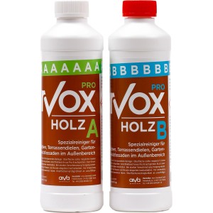 Arvox Pro Reiniger Holz 1 l, 2-Komponenten-Reiniger für Terrassendielen, Gartenmöbel und Holzfassaden.