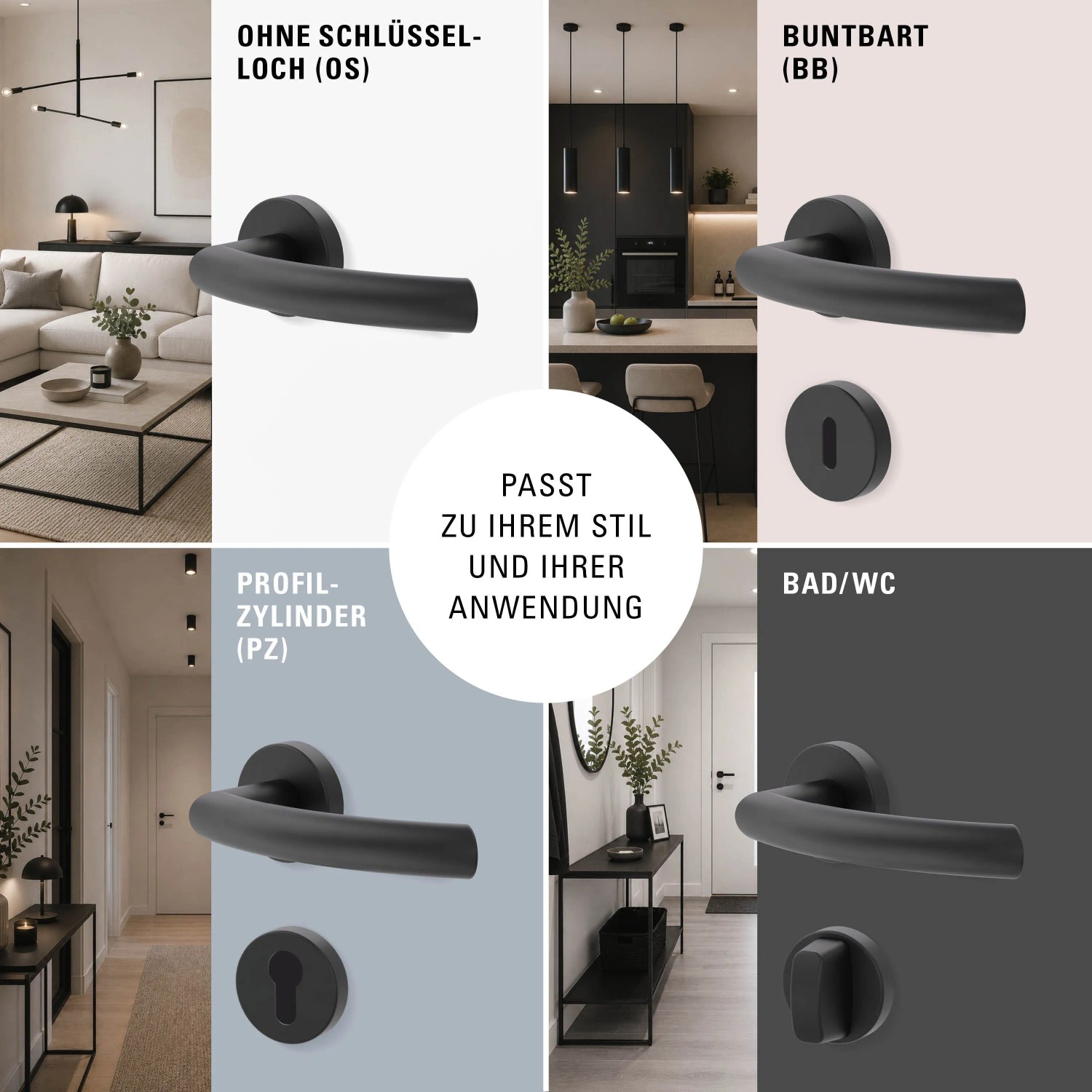Novadoors Türgriff Nova Amico 340 Schwarz WC
