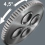 Detailaufnahme der Ratsche des Wera Kraftform Kompakt 400 RA Schraubendreher-Sets mit 4,5° Drehwinkel.