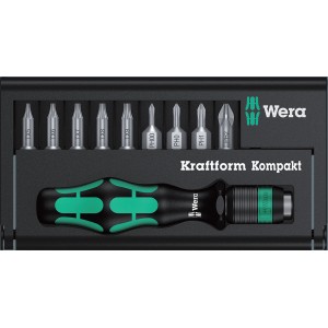 Wera Bit-Set Kraftform Kompakt 12, 10-teilig mit Schraubendreher und Bits in Box.