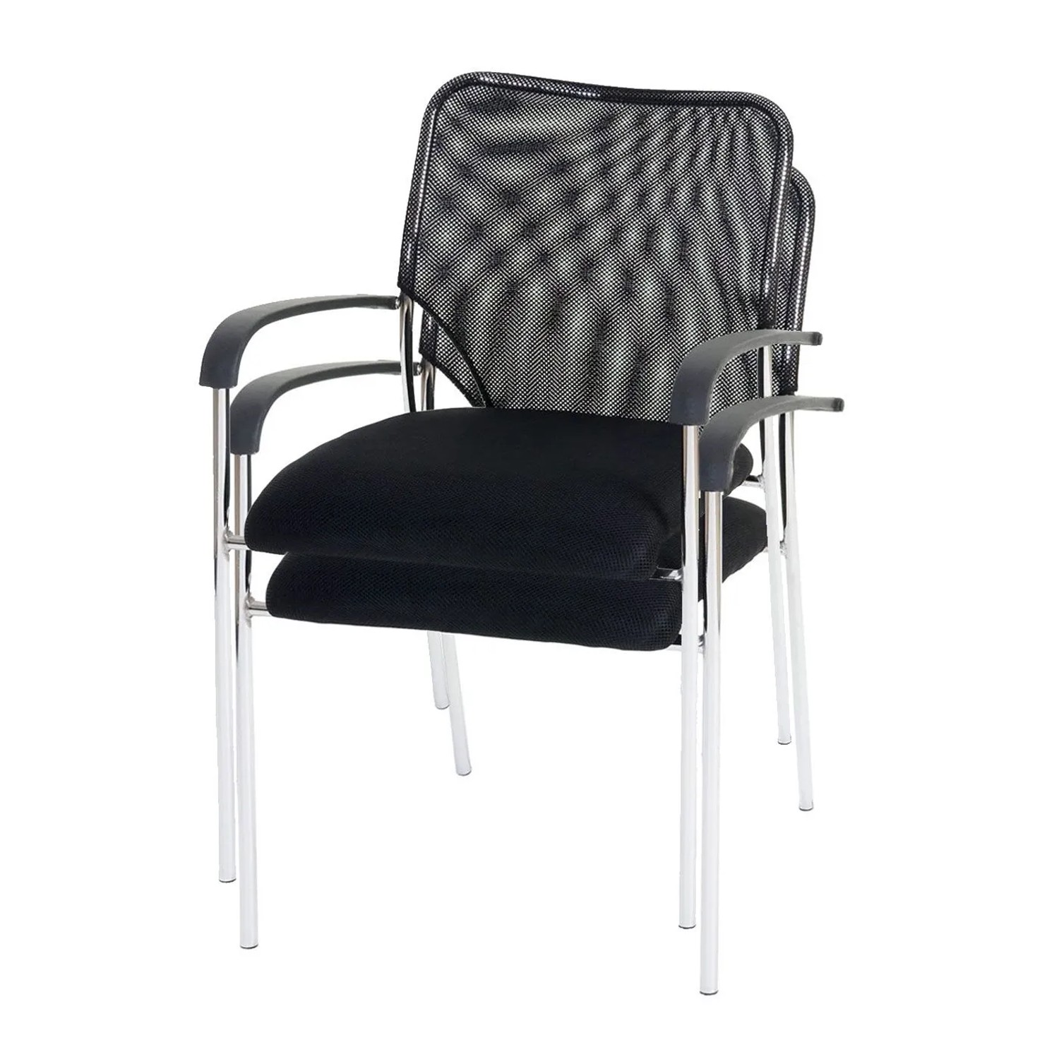 MCW 12er-Set Besucherstuhl Tulsa Stoff/Textil 2x Stuhl Sitz Schwarz Rückenfläche Schwarz