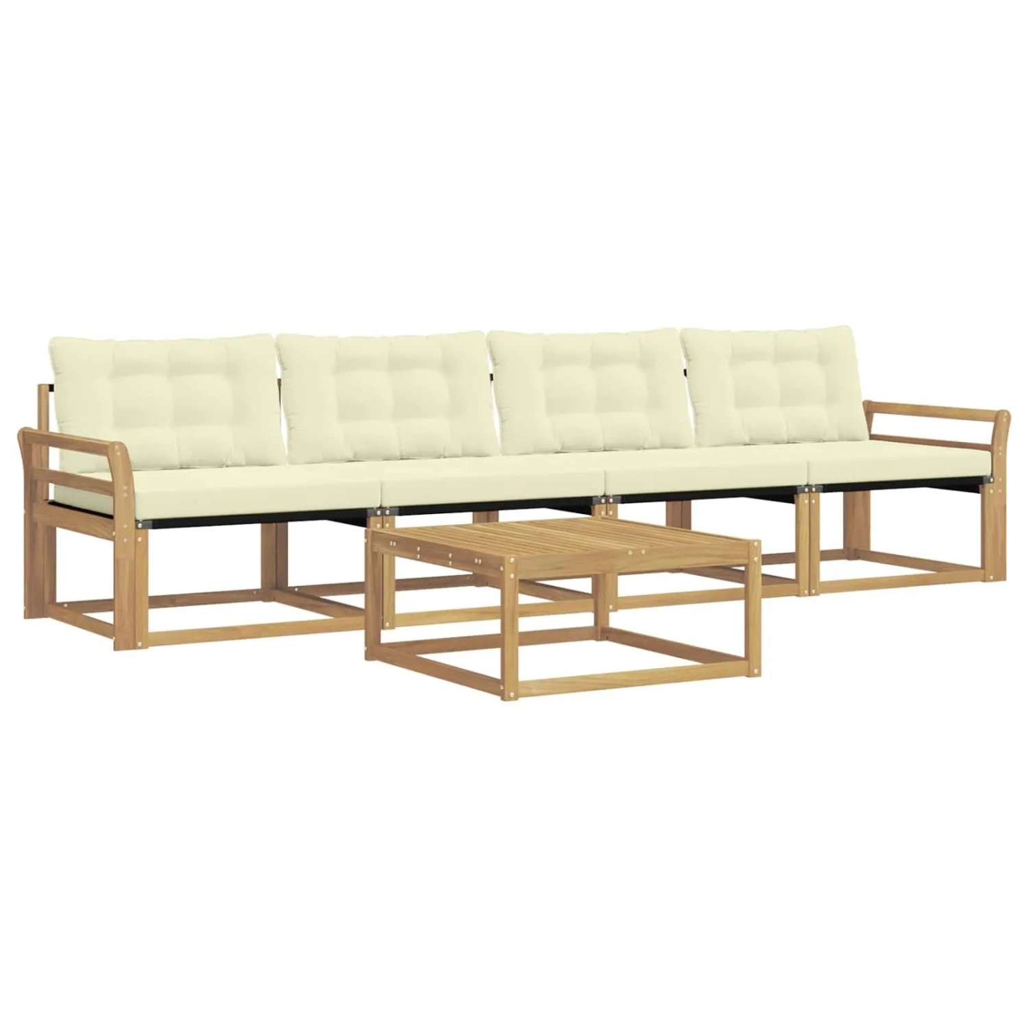 vidaXL Outdoor-Sofagarnitur 5 Stk Weiß und Creme 79 x 79 x 37 cm 3388396