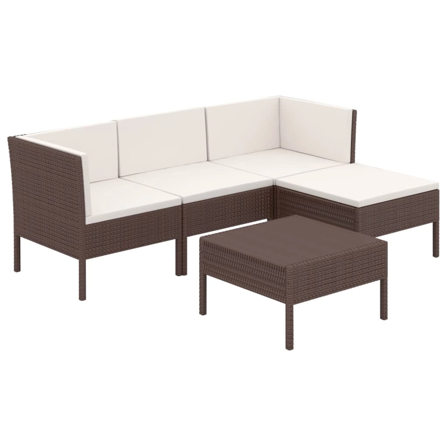 vidaXL 5-tlg Garten-Lounge-Set mit Auflagen Poly Rattan Braun Modell 15