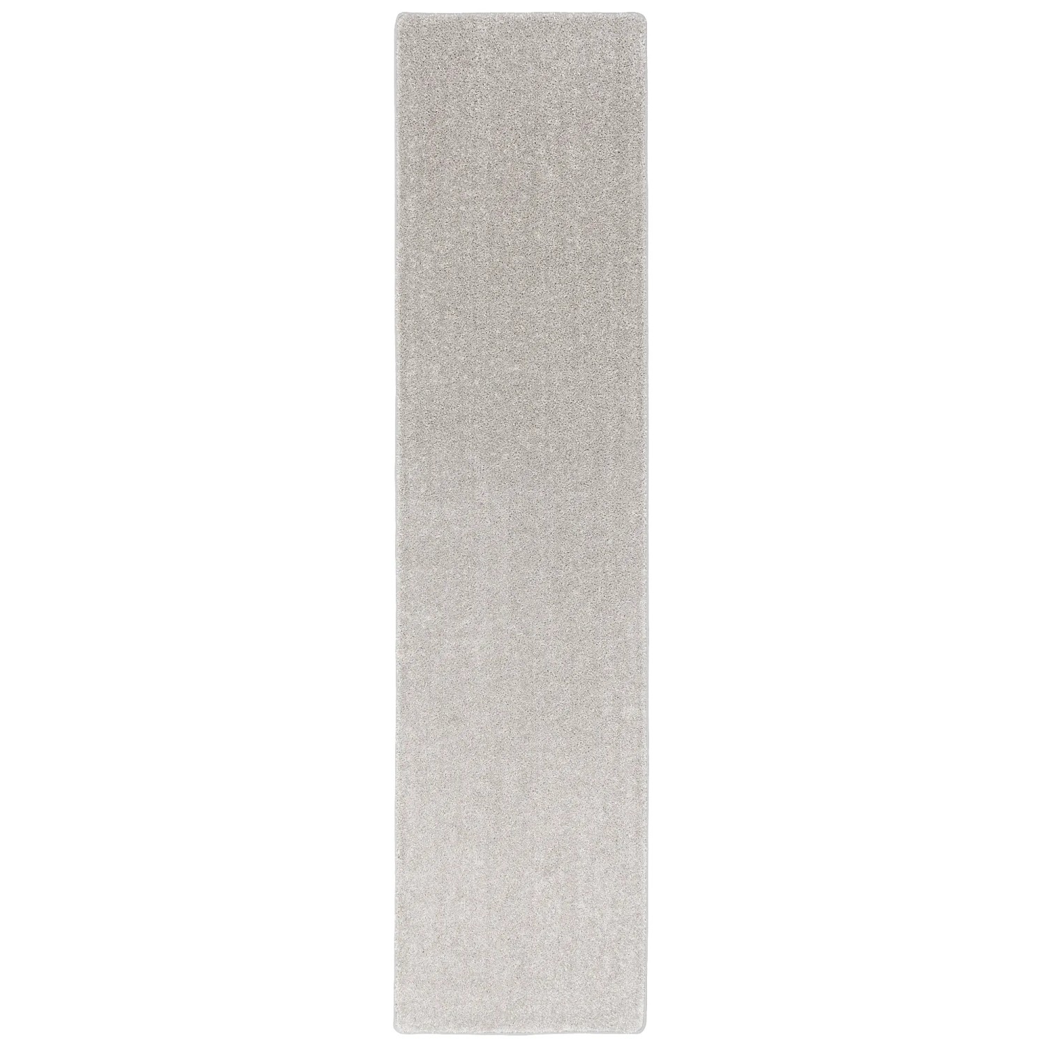 Silbergrauer Hochflor Teppichläufer Mona, 80x200cm, weicher Velours für Wohnbereiche.