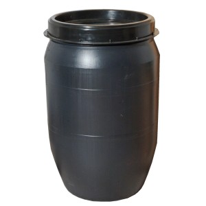 Schwarzes Maischefass Classic, 60 l, aus lebensmittelechtem Kunststoff mit Deckel.