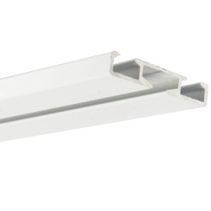 Weiße Bestlivings Gardinenschiene aus Aluminium, 1-läufig, 300 cm (120 cm & 2x 90 cm).