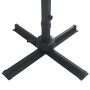 Stabiler, anthrazitfarbener Kreuzfuß und Mast eines Ampelschirms aus Aluminium mit Verstellmechanismus.