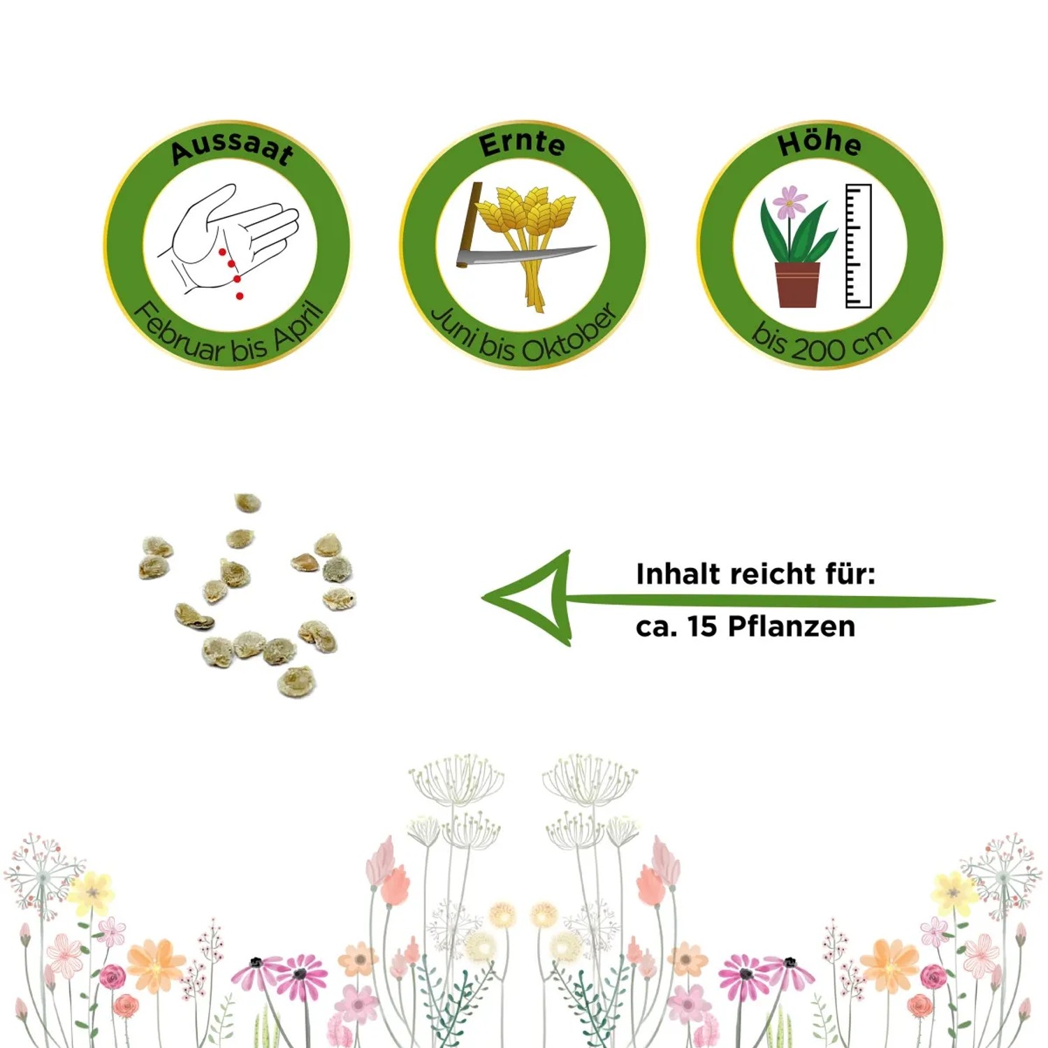 Samen der Stabtomate Tamina: Aussaat, Erntezeit und Wuchshöhe der Gemüsesamen für ca. 15 Pflanzen.