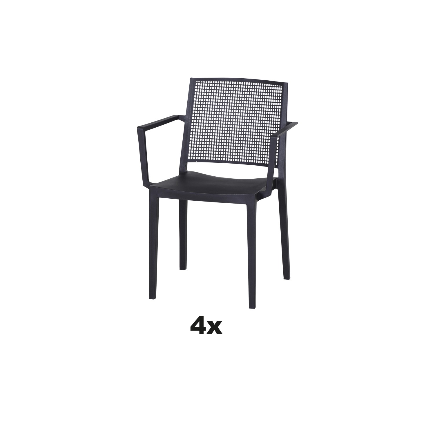 Siena Garden Stapelsessel-Set Square 4-teilig Anthrazit