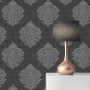 Tadessi Barock Tapete Jacopo M1 No 2308, silber-schwarz, mit Ornament Muster.