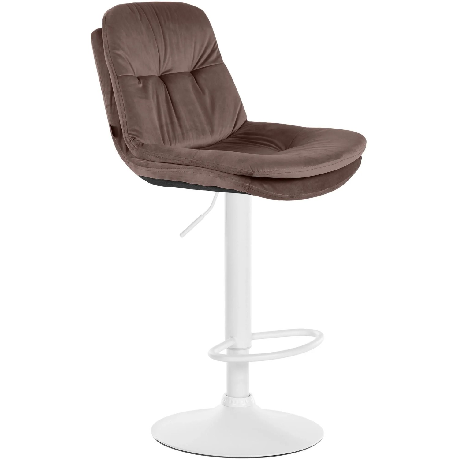 DELUKE Barhocker MITUN Samt Braun 46x54x94cm Weiß Barstuhl Höhenverstellbar Mit Lehne Drehbar Tresenhocker Tresenstuhl