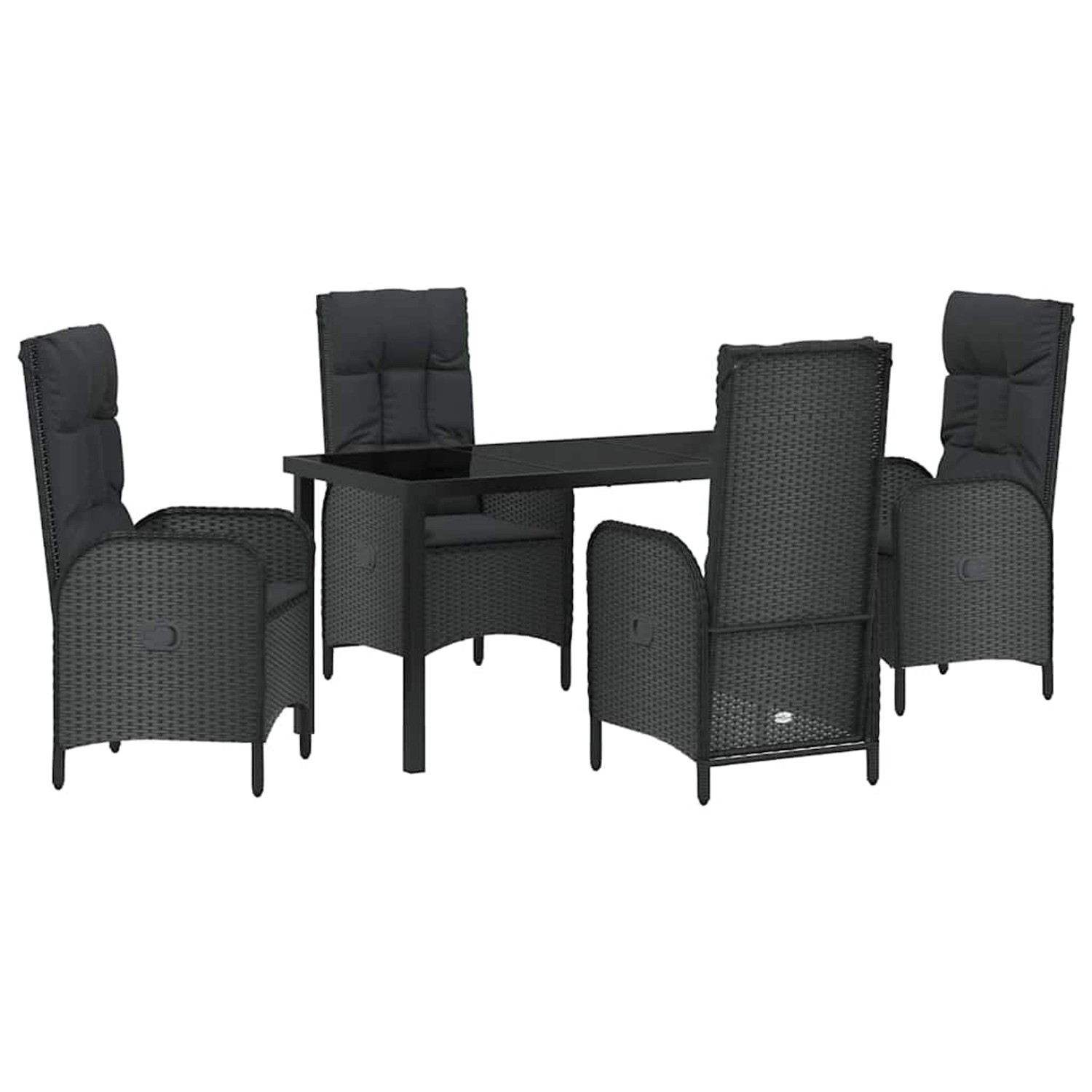 vidaXL Garten Essgruppe mit Kissen 5-Tlg Schwarz Poly Rattan 3380115 günstig online kaufen