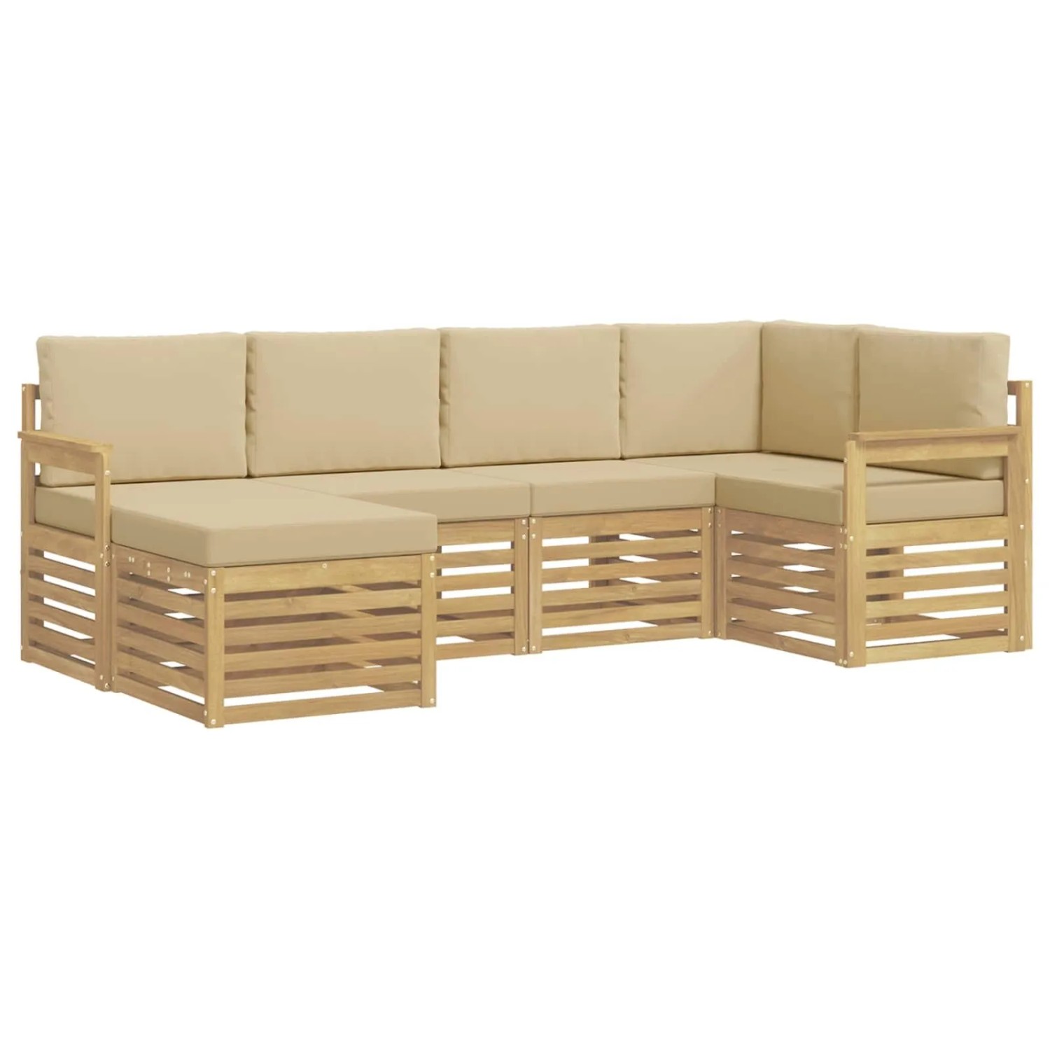 vidaXL Outdoor-Sofagarnitur 6-Tlg Weiß und Beige 247 x 128,5 x 73 cm 3392103