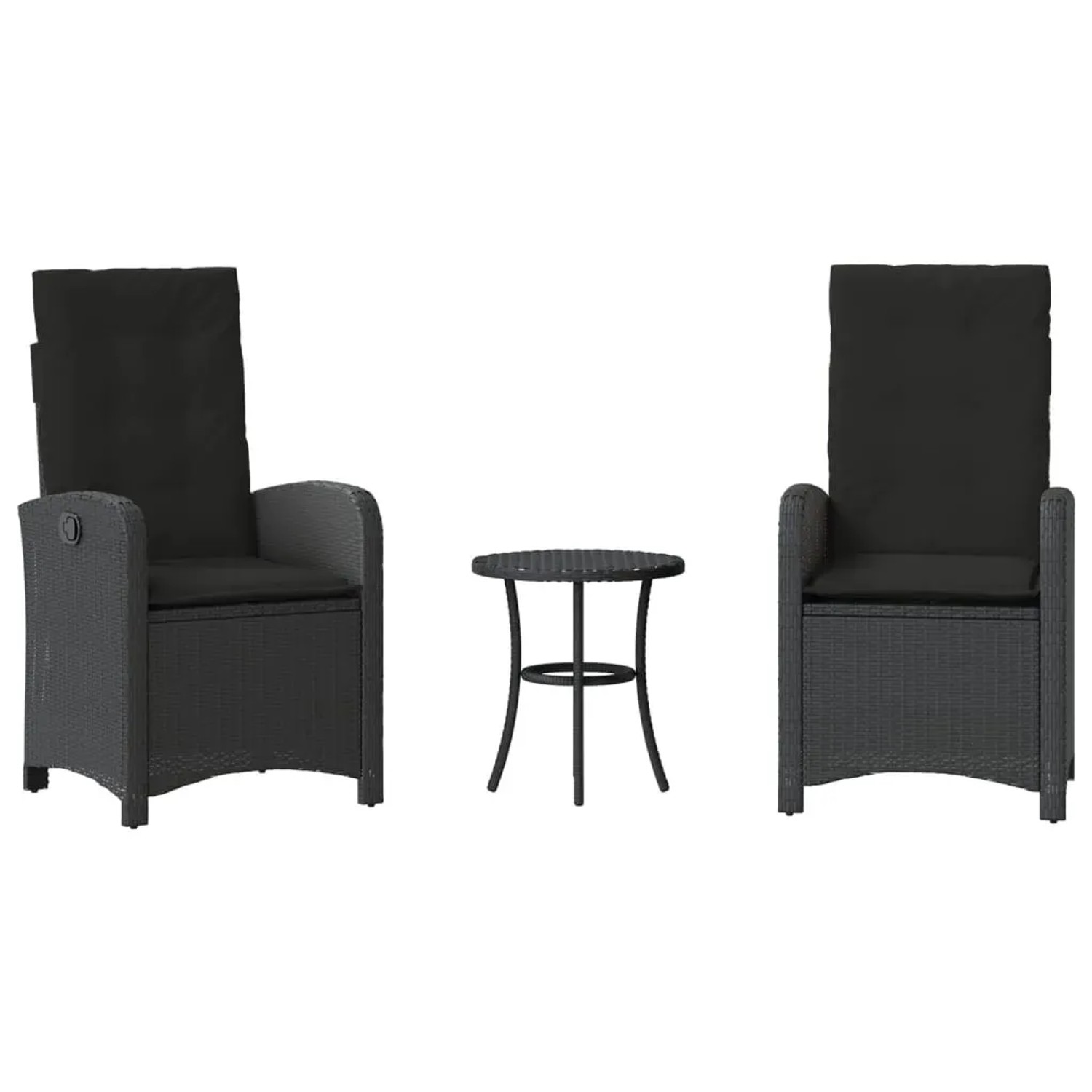 vidaXL 3-Tlg Bistro-Set mit Kissen Schwarz Poly Rattan 365177 günstig online kaufen