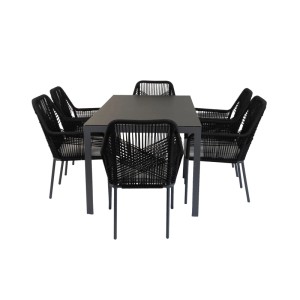 Greemotion Gartenmöbel-Set Valletta, 7-teilig, anthrazit mit Tisch und 6 Stühlen.