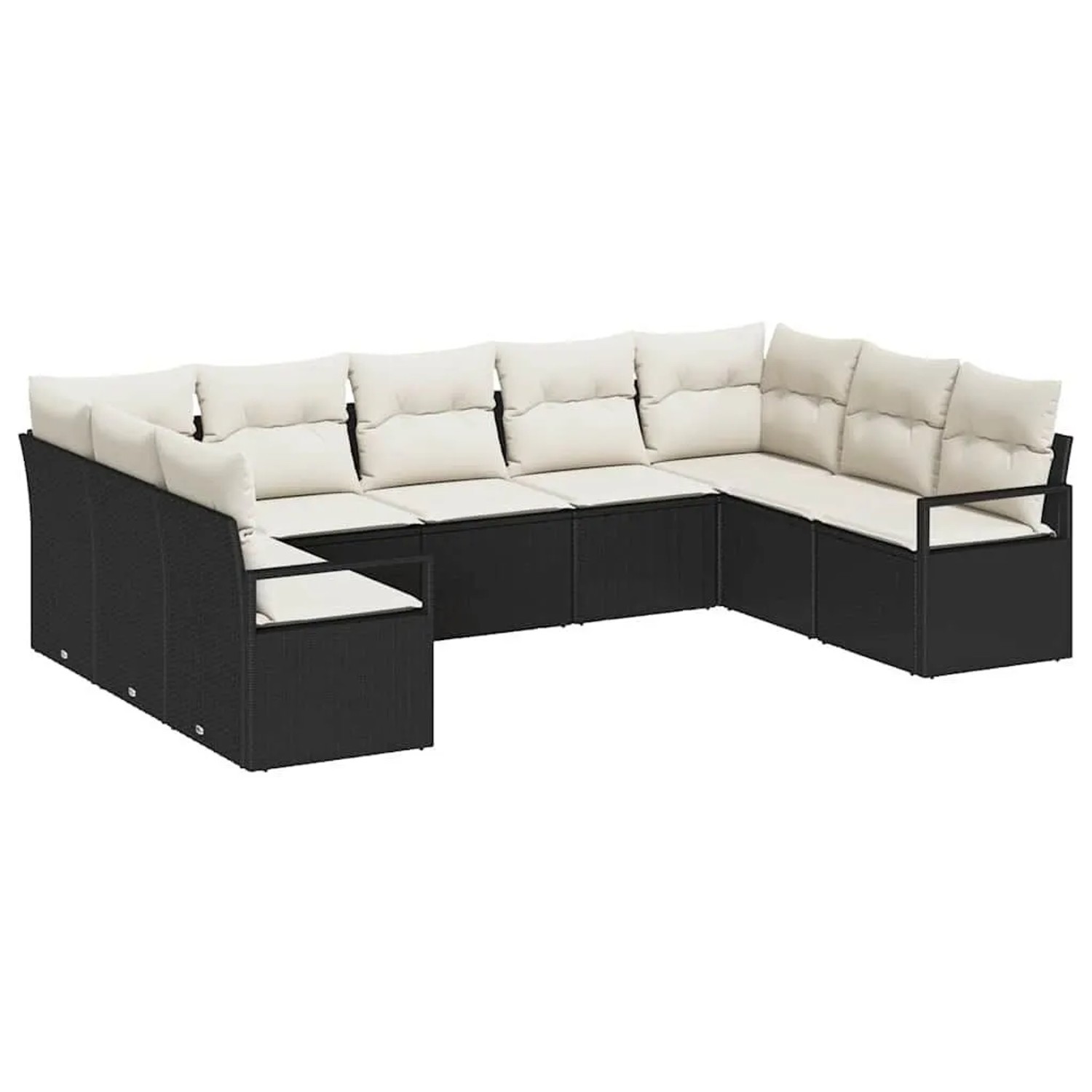 vidaXL Gartensofa-set mit Kissen 9-Tlg Schwarz und Weiß Poly-Rattan 3355206 günstig online kaufen