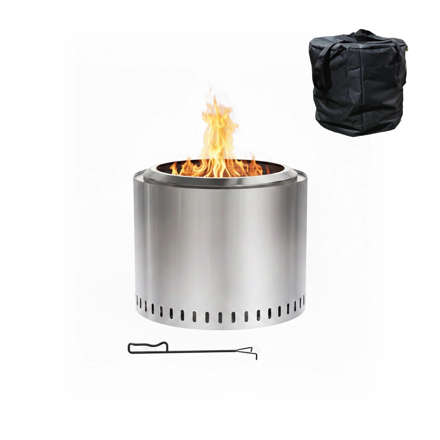 Relaxdays Feuerschale Edelstahl Silber Rauchfrei Doppelwandig 40,5 cm x 49 cm 9,6 kg