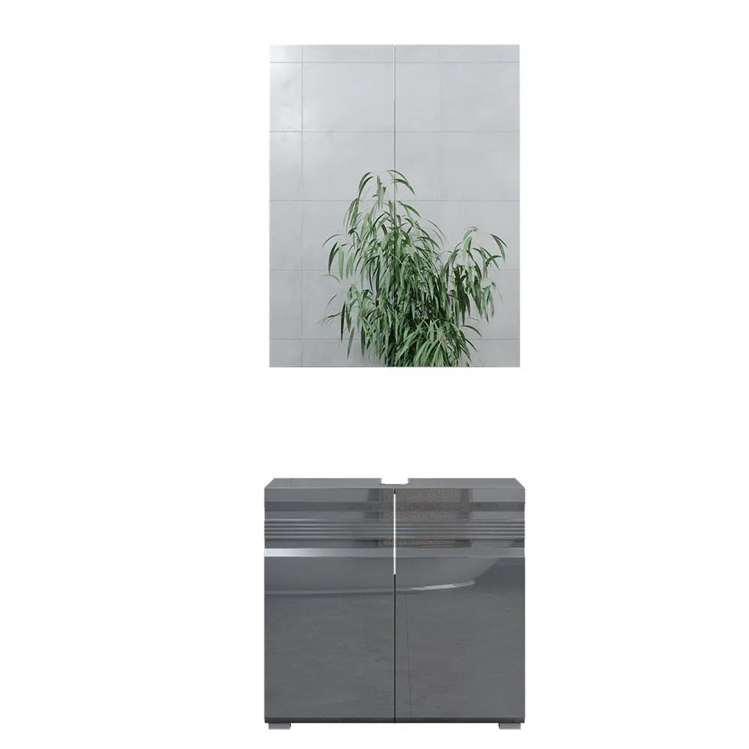 Vicco Badmöbel-Set Fredd Anthrazit Hochglanz 60 x 56 2-teilig