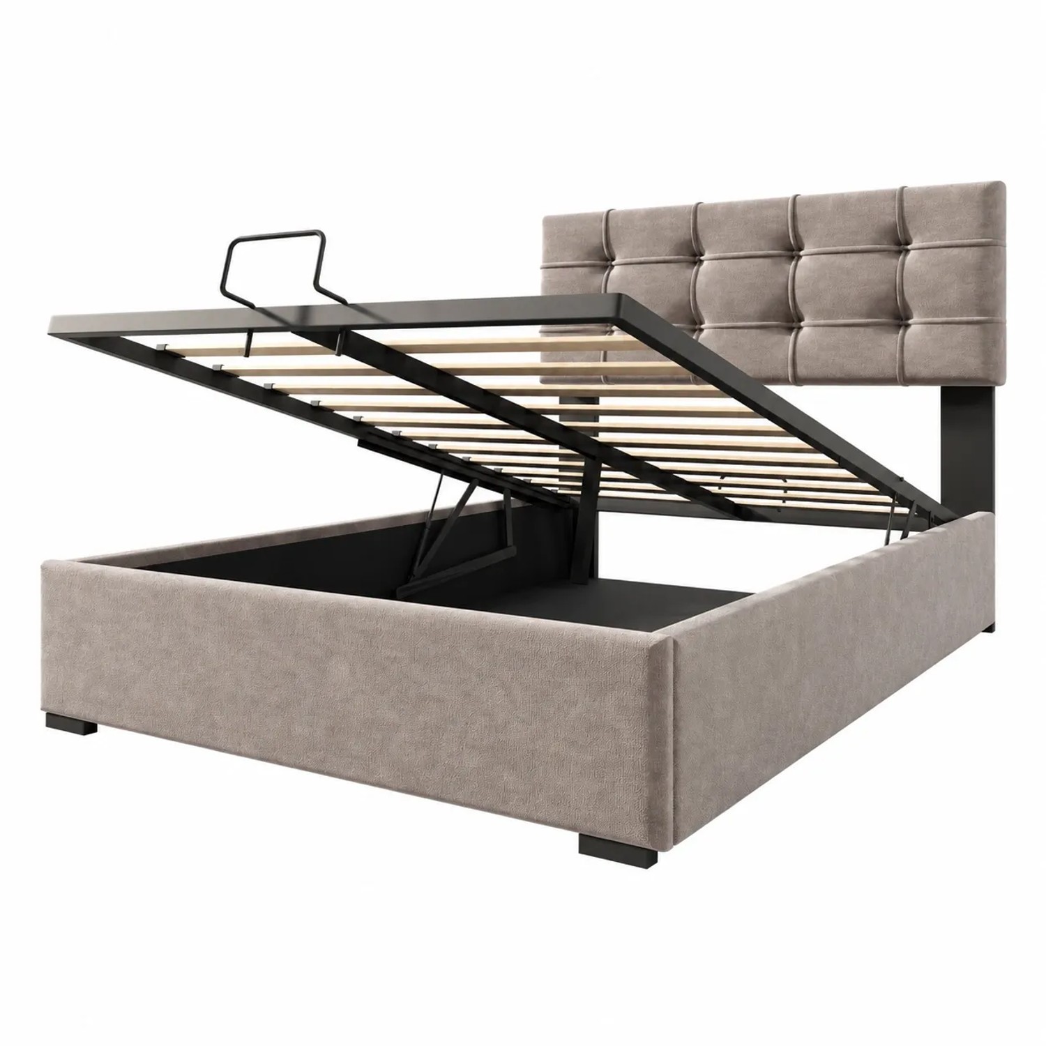 okwish Polsterbett 90x200cm mit Stauraum Schlafzimmer Hellgrau ohne Matratze