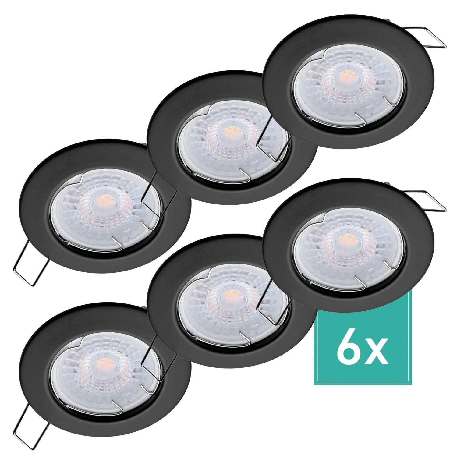 Oktaplex Sedan 6er Set LED-Einbaustrahler Warmweiß 2700K 4,8W in 3 Stufen Dimmbar Schwarz 230V Flach Lochmaß 60mm