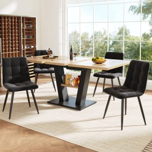 Merax Esstisch Set Ausziehbar 118-157x70 Mit 4 Samtstühlen