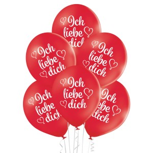Rote Latexballons mit "Ich liebe Dich" Aufdruck, 10 Stück, ideal als Geschenkartikel und Partydeko.