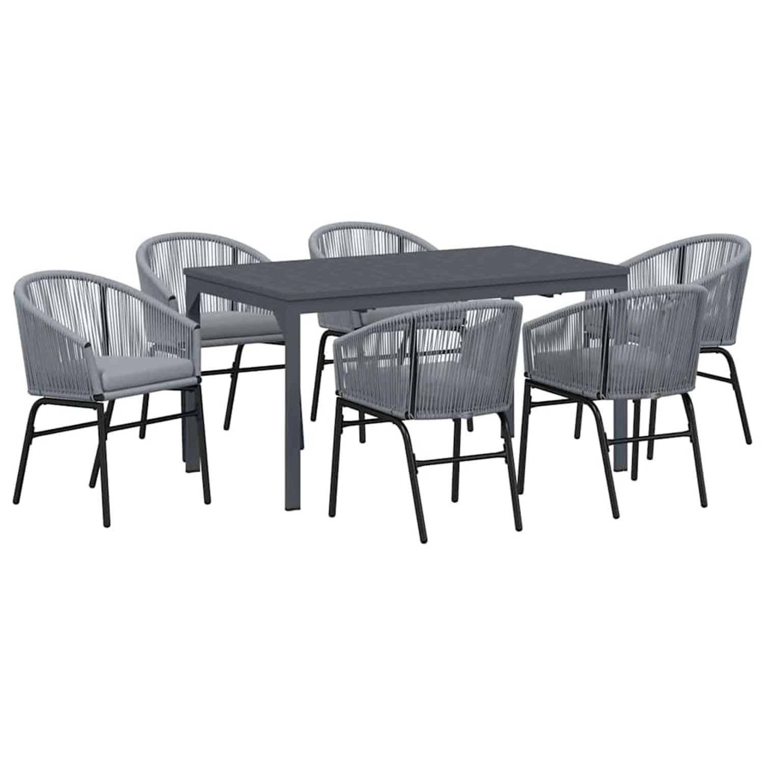 vidaXL Garten Essgruppe 7-Tlg Grau Poly Rattan 3378826 günstig online kaufen