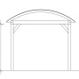 Technische Zeichnung: Skan Holz Bogendach-Carport Franken mit Maßangaben.