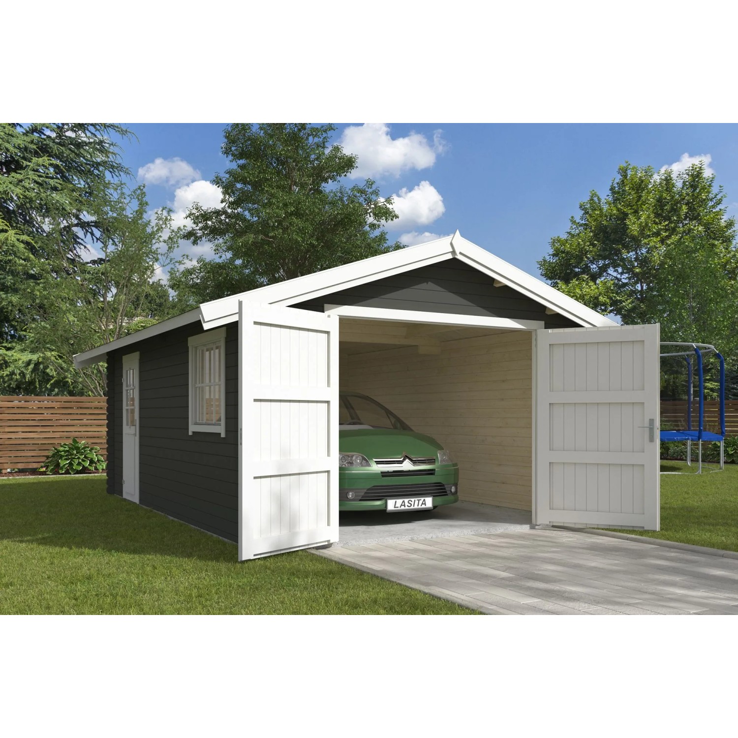 Lasita Garage Yarik 380 cm x 540 cm Grau-Grün